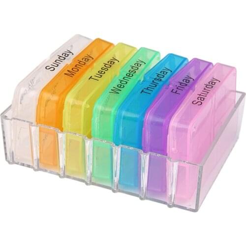 Plastic Medichine Box 7 Days Large Pill Box Tablets Holder Dispenser Pill Cases Splitters Organiser Fashion for Seniors Athletes
