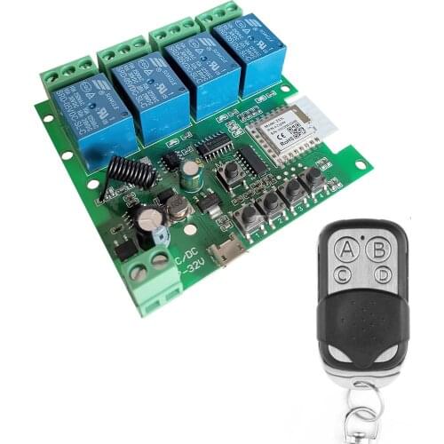 DC12V 24V 4CH 4 CH Zigbee RF Remote Control Light Switch 10A Relay Output Radio Receiver Module+Transmitter garage door opener