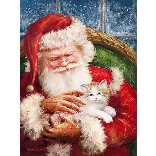 Christmas Santa Claus DIY Cross Stitch 11CT Embroidery Kits Craft Needlework Set Printed Canvas Cotton Thread Wholesale