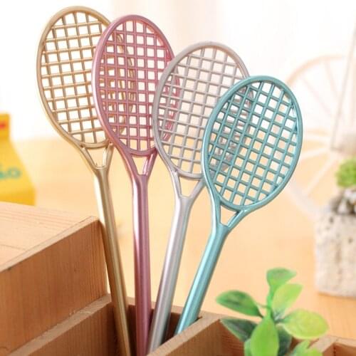 Creative Tennis Racket Shaped Gel Pen Kawaii Student Stationery Writing Tools 0.38mm Office Birthday Party Gifts