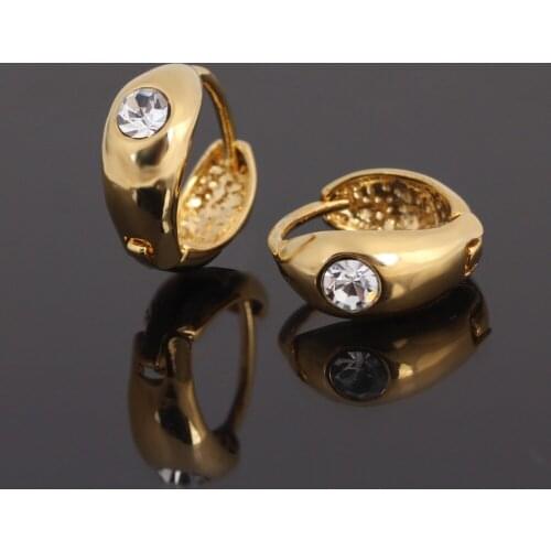 Cz crystal eye Earrings for Women/Girls Gold white stone Earing Jewelry Gifts African,Indonesia,Nigeria,Congo,Arab Dubai Earring