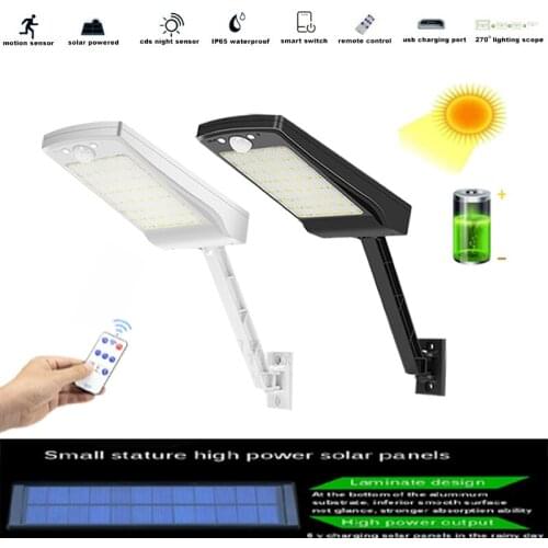 Solar Garden LED light Outdoor Street Wall Light PIR Motion Sensor Dimmable 3 Mode Waterproof with Remote Control lamp