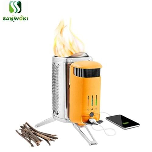 Advanced outdoor campstove with USB charger Camping Wood Fired Charcoal Cooking Stove Generating furnace wood burner Tent Stoves