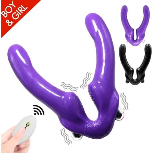 20 Modes Strapless Strap-on Dildo Vibrator for Women Double Ended Anal Vibrators Penetration Strap-on Dildos Sex Toys for Adults