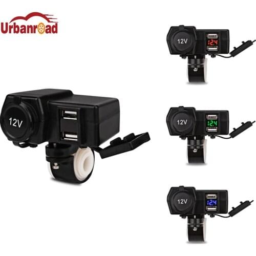 Urbanroad Waterproof 12V 3.1A Car Boat Motorcycle Dual USB Charger LED Voltmeter Cigarette Lighter Socket For Suzuki For Yamaha
