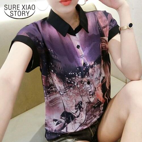 Fashion Womens Tops And Blouses 2021 Ladies Tops Shirts Chiffon Blouse Shirt Button Print Shirts Women Shirts Short 4476 50