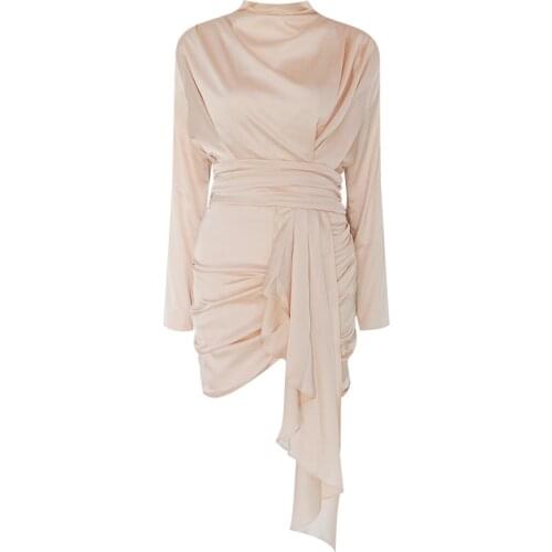 Women Mini Dress Satin Long Sleeve Party Club Bodycon Sexy Party Elegant Autumn Summer Dresses