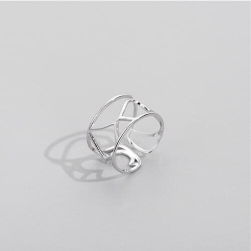 Sodrov S925 sterling silver hollow design ring female Japan and South Korea fashion wide version line index finger ring adjust