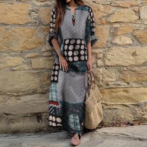 Women Long Sleeve Dress Maxi Long Evening Party Beach Dress Sundress Plus Size