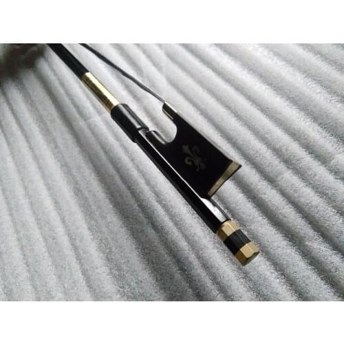 1 PC Black Carbon Fiber Violin Bow 4/4 with Black Bow Hair Ebony Frog with Flower