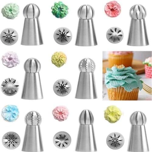 1PC Torch Russian Flower Icing Piping Nozzle Tips Sphere Ball Cake Decoration Kitchen Pastry Cream Cupcake Stainless Baking Tool