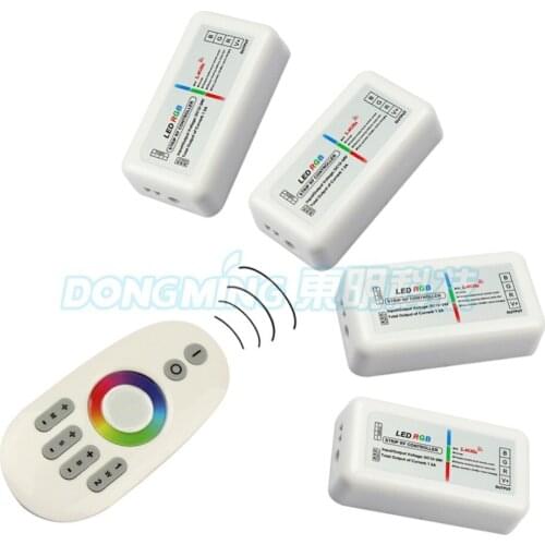 1pcs Remote+4x RGB Controller,4-Zone 2.4G RGB led Controller Dimmer Touch Wireless Remote for RGB LED Strip