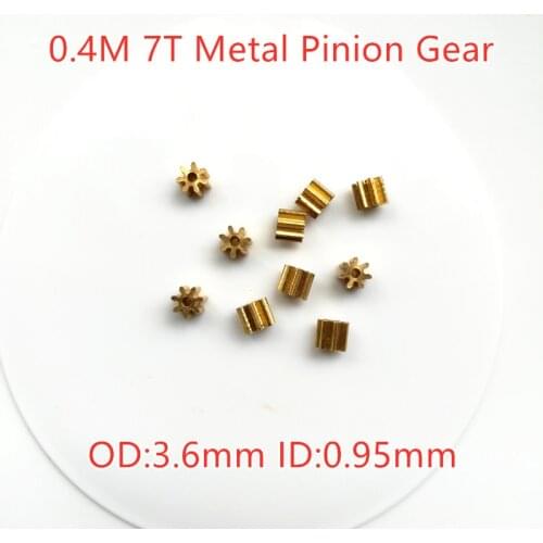 10pcs/lot RC Model Metal Pinion Gear 0.4M 0.95mm (hole diameter) 7T 7 Teeth Small Motor Gears Diameter 3.6mm For 1mm shaft
