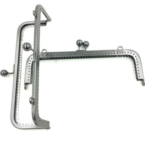 Kiss Clasp Lock Clip Clutch Rectangle Frame Handbag Handle Making Finding Gunmetal 20x9cm 10Pcs