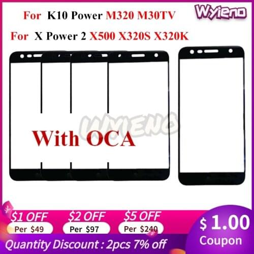 Wyieno Digitizer LCD Display Front Glass Panel For LG K10 Power / X Power 2 Touch Screen Sensor Glass lens + With OCA 10pcs/lot