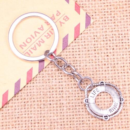 20pcs New Fashion Keychain 23x22mm life ring lifebuoy Pendants DIY Men Jewelry Car Key Chain Ring Holder Souvenir For Gift