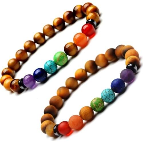 2020 Newst 7 Chakra Bracelet Tiger Eye Stone Healing Balance Beads Reiki Buddha Prayer Natural Stone Yoga Bracelet For Women Men
