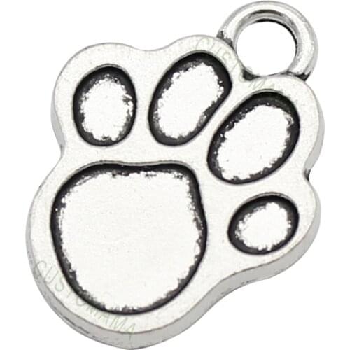 40pcs-Antique Silver Dog Paw Charms Pendant 22x17mm