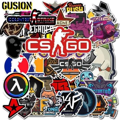 50PCS/Pack CS GO Anime Game Stickers Skateboard Laptop Guitar Luggage Funny Cool Graffiti Retro Sticker Kids Toys