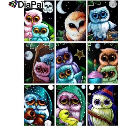 DIAPAI 5D Diamond "Cartoon owl friend" Diamond Embroidery Full Round/ Square Diy Diamond Painting Cross Stitch Home Decor