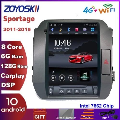 ZOYOSKII Android 10 10.4 inch vertical screen Tesla style car gps radio navigation player for KIA Sportage R K3 2011 2012-2015