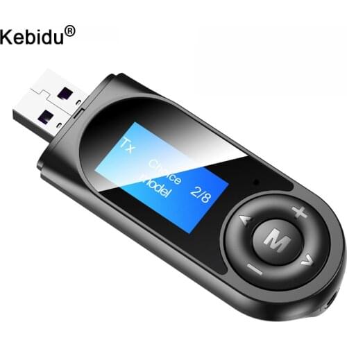 5.0 Bluetooth Adapter Wireless LED Display USB Bluetooth Receiver Music Audio Transmitter Noise Reduction HIFI Sound 3.5mm AUX