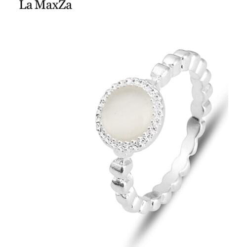 La MaxZa Brand Luxurious Single Round Shaped Super-flash Zircon Couple Big Crystal Rings Women Wedding Finger Accessories