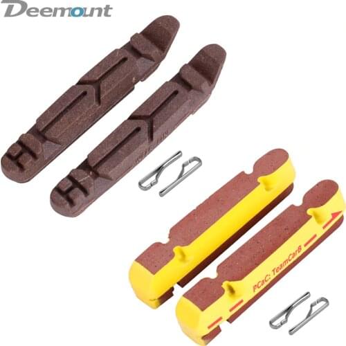 Deemount Carbon Rim Brake Pads Cork Compound Road Bike Caliper Braking Inserts for Carbon Wheel Low Rim Wear All Weather Use