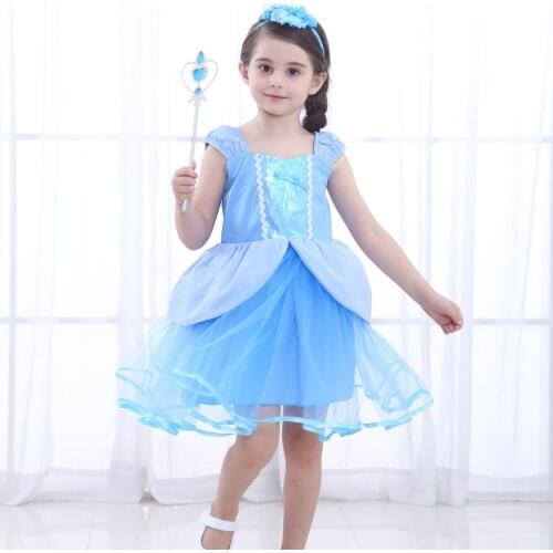 Cinderella Fairy Tale World Princess Dress Sandy Baby Gift Masquerade Festival Party Bitter Fleabane Skirt Short Blue Cosplay