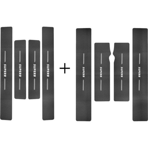 For Skoda Superb 2016 2017 2018 2019 High-quality Leather Plate Door Sill Welcome Pedal Car Styling Accessories 8pcs/set