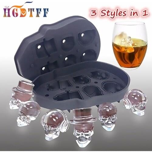 Halloween Mold DIY Ice Mold 3D Creative Skull Soft Silicone Whisky Ice Mold Chocolate Candy Cavity Party Supplies Decoration