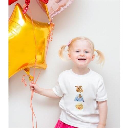 New Summer Disney Children Cartoon Cute Winnie The Pooh Friends Baby Girl Short Sleeve Kids T-Shirt White Casual Cozy Harajuku