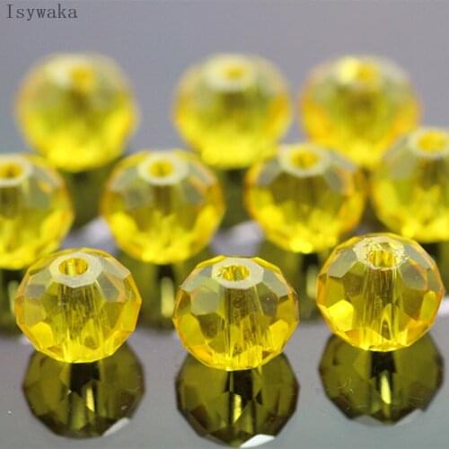 Isywaka Champagne Color 6*8mm 72pcs Rondelle Austria faceted Crystal Glass Bead Loose Spacer Round Bead for Jewelry Making