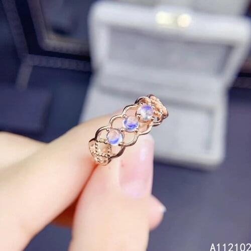 KJJEAXCMY fine jewelry S925 sterling silver inlaid natural Moonstone new girl fashion gemstone ring support test Chinese style
