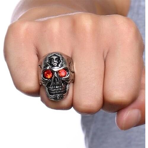 Men Fashion Ring Stainless Steel Skull Punk Rings Anniversary Halloween Party Gift For Men Jewelry Accessories