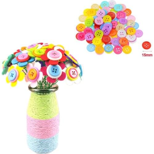 100pcs 15mm Round 4 Holes Resin Button Sewing Fit Scrapbooking Apparel Crafts Diy Decoration Mixed Color