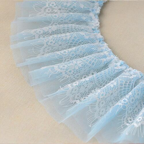 1yards/lot 13cm Free Ship Plated Ruffled Lace Multi Layer Eyelash Lace +Mesh Fabric Handmade Clothes Decoration Material X