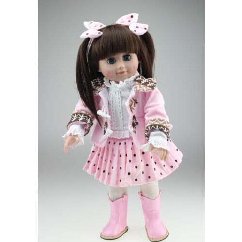 AMERICAN PRINCESS 18'' 45CM girl doll girl toys brown long hair blink eyes vinyl dolls children birthday gift
