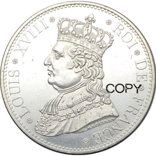 France Louis XVIII 1817 AE 5 Francs Duchesse Brass Plated Silver Copy Coins