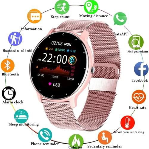 LIGE Smart Watch Women Fitness Tracking Heart Rate Blood Pressure Full Touch Screen Waterproof Watch Sports Womens Smartwatch