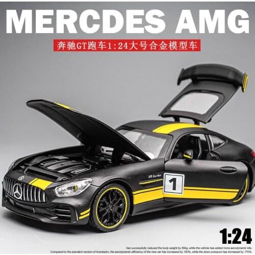 Simulation Of Mercedes-Benz Gt Alloy Car Model Acousto-Optical Return 1:24 Car Model Ornaments Boy Gift Children Toy Car