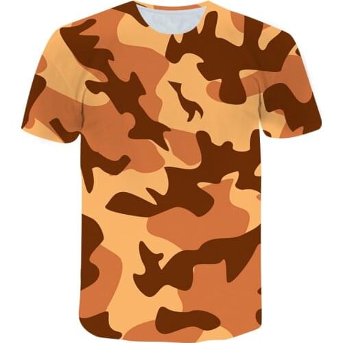 2021 Summer New Mens T-shirt 3D Printing Camouflage Youth Oversized Crew Neck Shirt