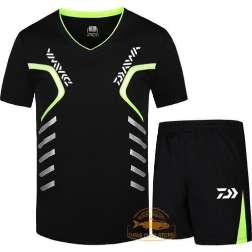 2020 DAIWA Mens New Fishing T-shirt Suit Summer Breathable Short Sleeve Shorts 2-piece Set Outdoor Sports Quick-drying Clothes