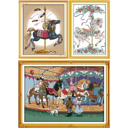 Swing Counted Cross Stitch Kits Joy Sunday Pictures Stamped DMC Printed 11CT 14CT Printing Craft Kits Embroidery Needlework Sets