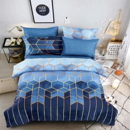 Nordic Style Geometric Pattern Diamond Rolney Gilded Bedding Duvet Cover Super Double Plus Size, With Pillowcase