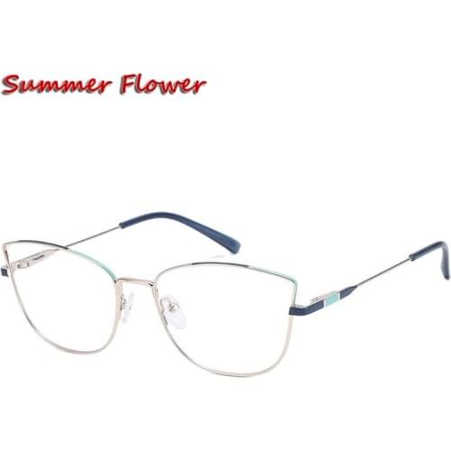 Cat Eye Prescription Eyeglasses Spring Hinge Classic Design Women Graduation Lenses Ultra Light Optical Spectacle