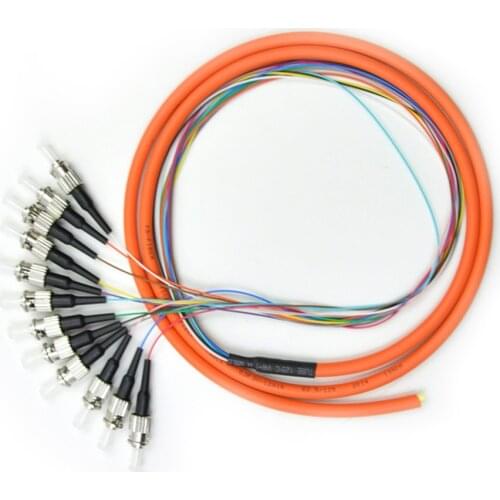 Fiber Optic Bundle Pigtail ST Multimode MM OM1 62.5/125 12 Core Pigtail ST factory Patch Cord，Good reliability and stability