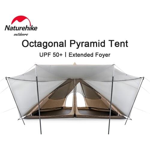 Naturehike Octagonal Pyramid Tent 5-8 People Large Space 150D Waterproof Sunscreen Outdoor Travel Camping Tent With Main Hall