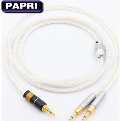PAPRI DIY 99.999997% OCC Sliver Plated Earphone Cable For HD700 Headphone 2Pin Upgrade Cable 3.5mm/2.5mm/4.4mm Connector Plugs