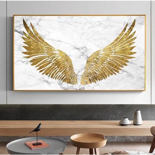 Nordic art posters, modern luxury prints, gold wings, painting pictures, prints, murals, wall decoration, home decoration